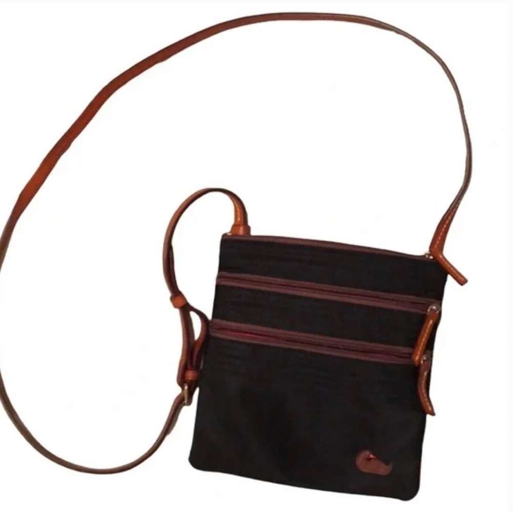 Dooney & Bourke black nylon crossbody multi zip purse